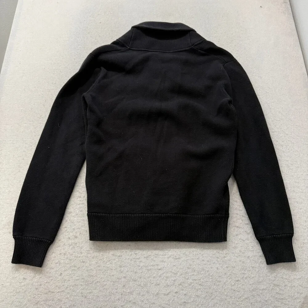 J. Crew Men's Black 100% Cotton Shawl Collar Cardigan Sweater Pockets Size S